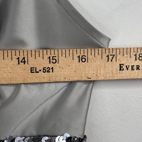 VTG Y2K Express Babydoll Tank M Silver Sequin 90s Fairy Whimsigoth New Years - Picture 7 of 8